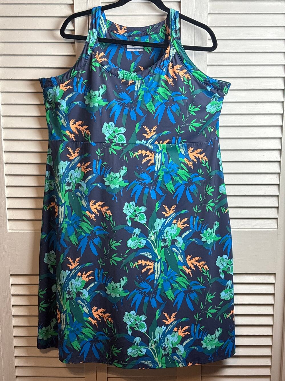 Columbia Midway Bay Multicolor Palm Trees Sleeveless Midi Dress Women's Size XXL
